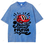 Unisex Graffiti Printed Washed Tee