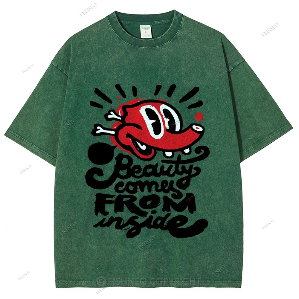 Unisex Graffiti Printed Washed Tee