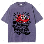Unisex Graffiti Printed Washed Tee