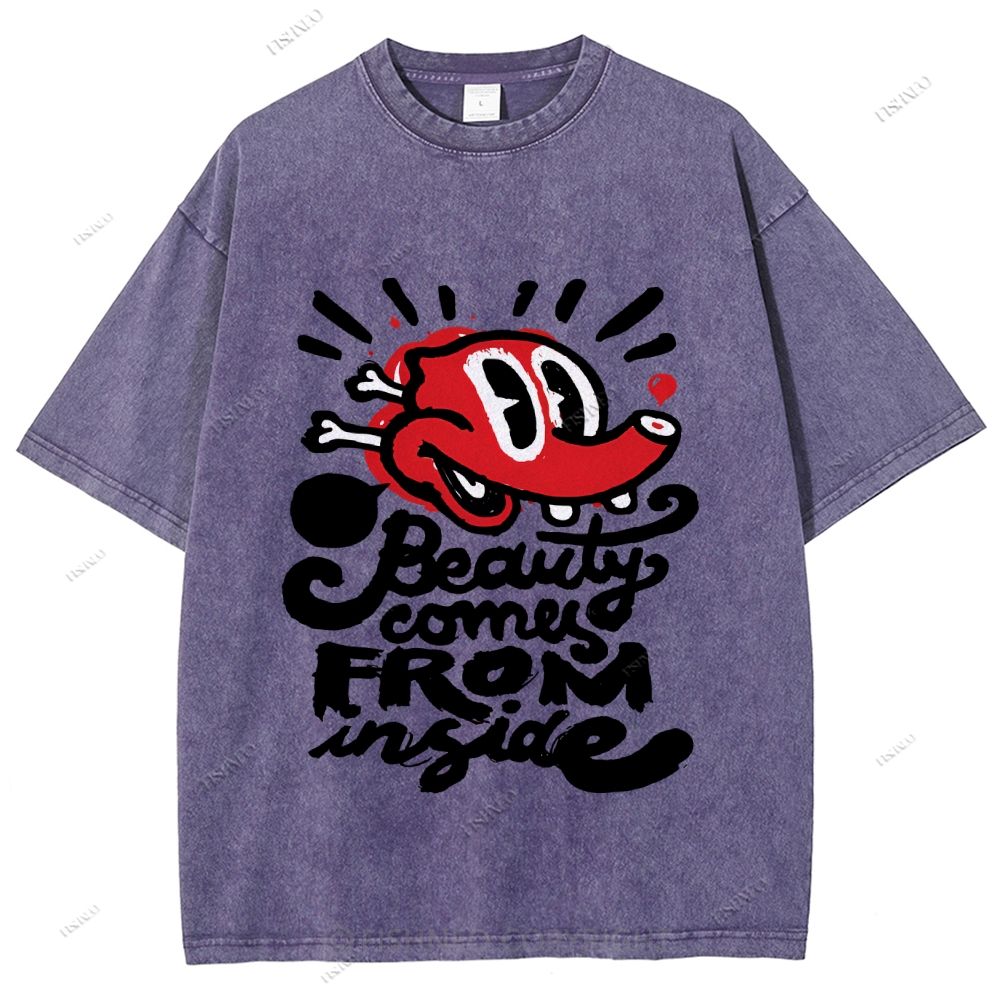 Unisex Graffiti Printed Washed Tee