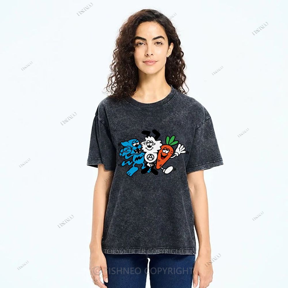 Unisex Graffiti Printed Washed Tee
