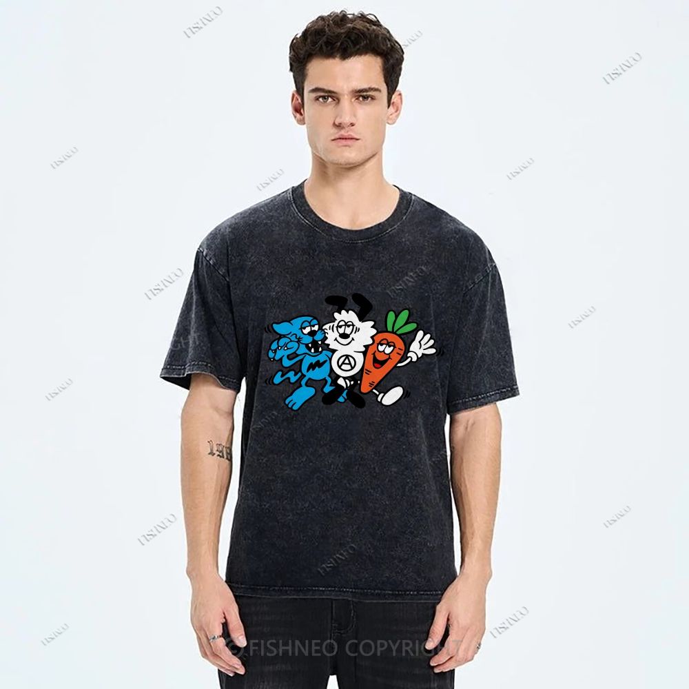 Unisex Graffiti Printed Washed Tee