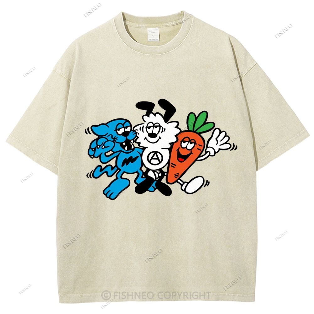 Unisex Graffiti Printed Washed Tee