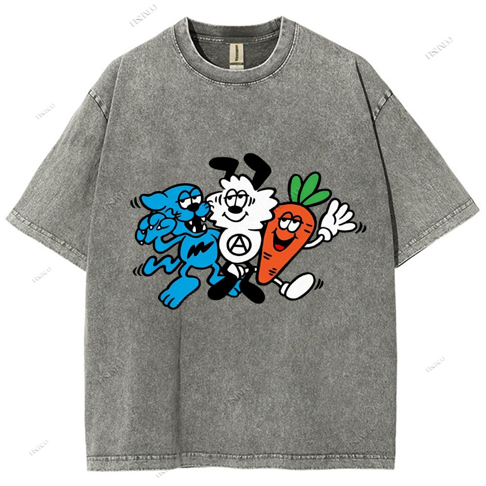 Unisex Graffiti Printed Washed Tee