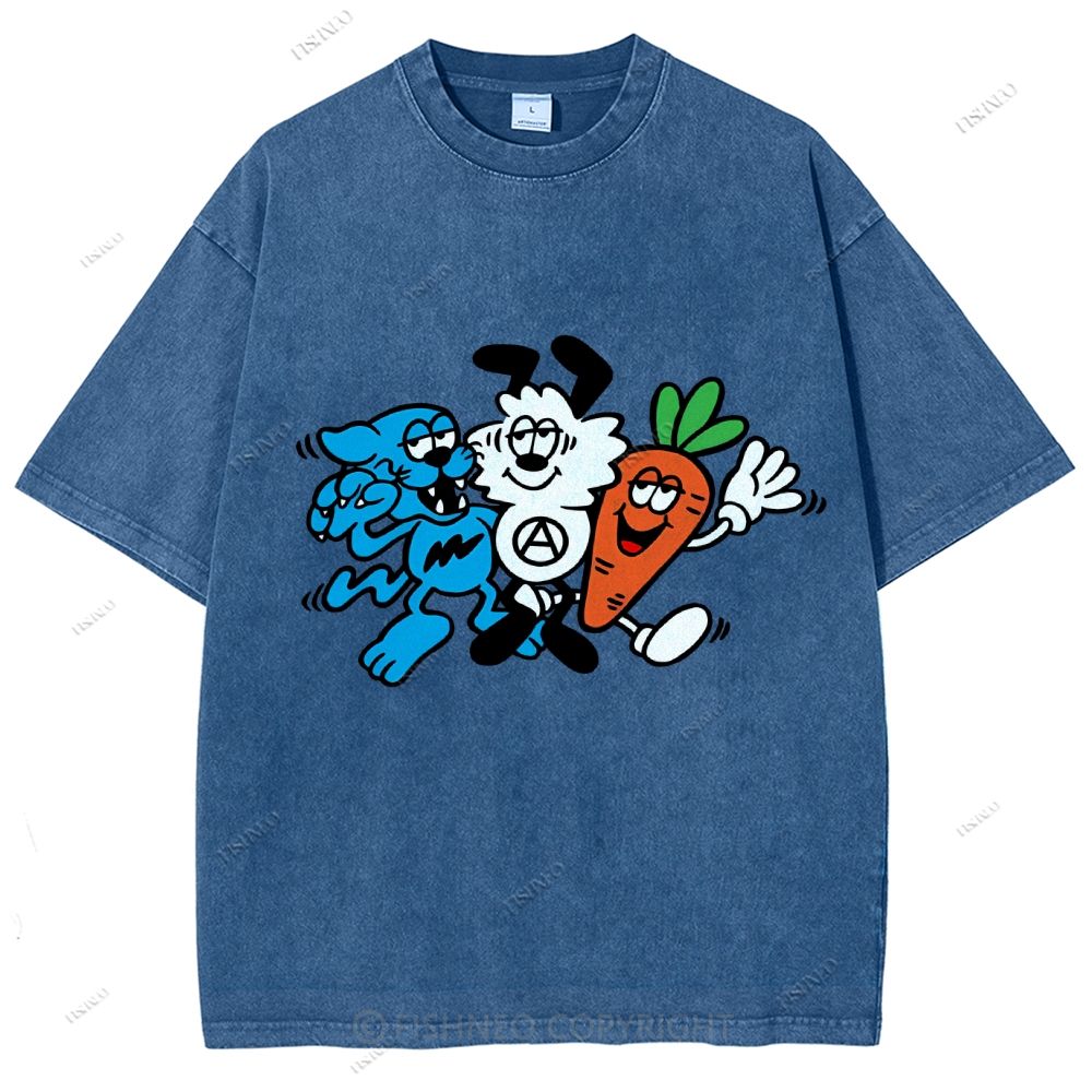 Unisex Graffiti Printed Washed Tee