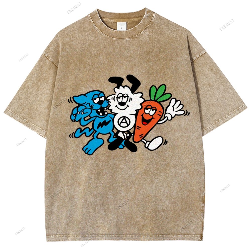 Unisex Graffiti Printed Washed Tee