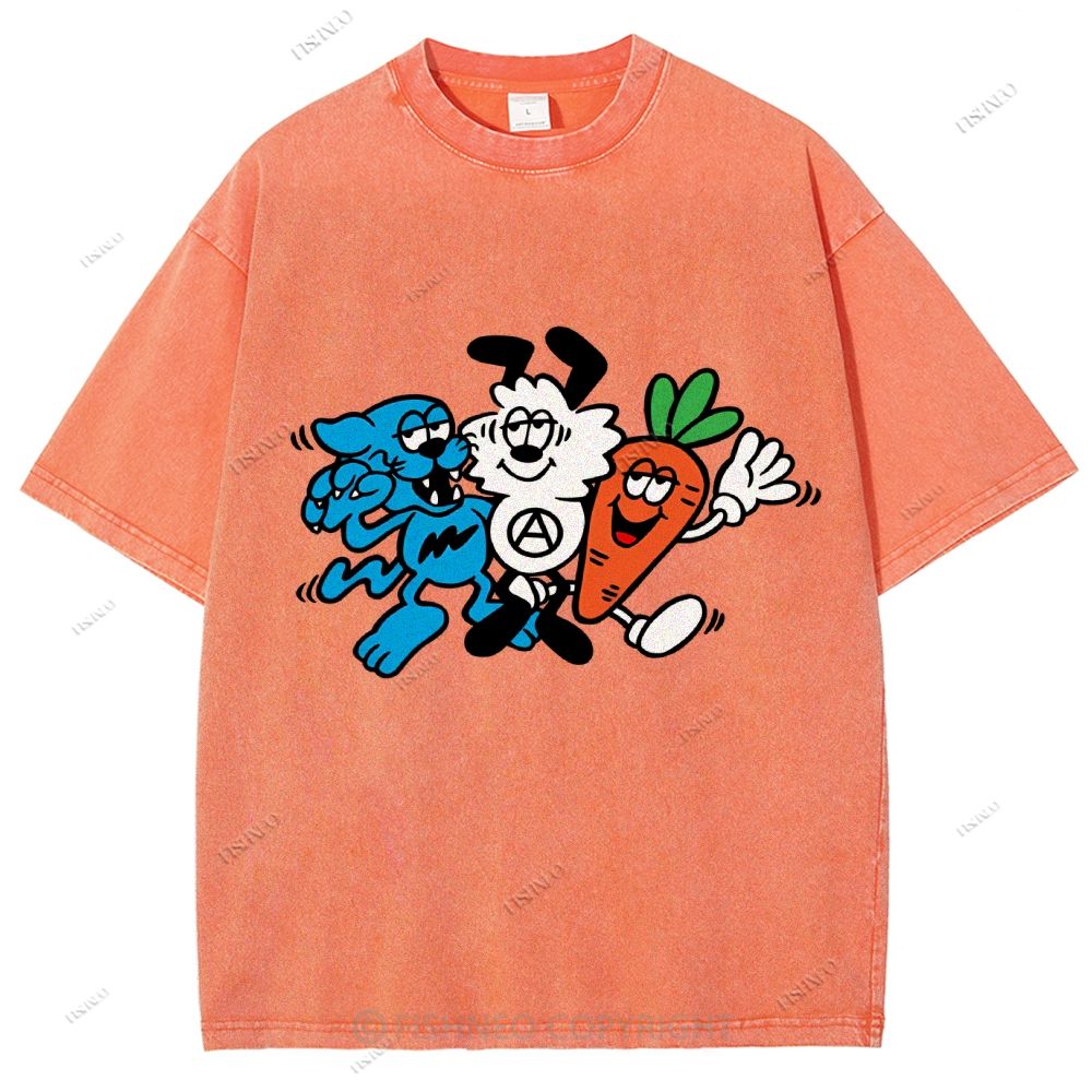 Unisex Graffiti Printed Washed Tee