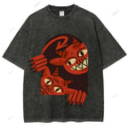 Unisex Monster Printed Washed Tee