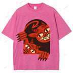 Unisex Monster Printed Washed Tee