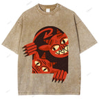 Unisex Monster Printed Washed Tee