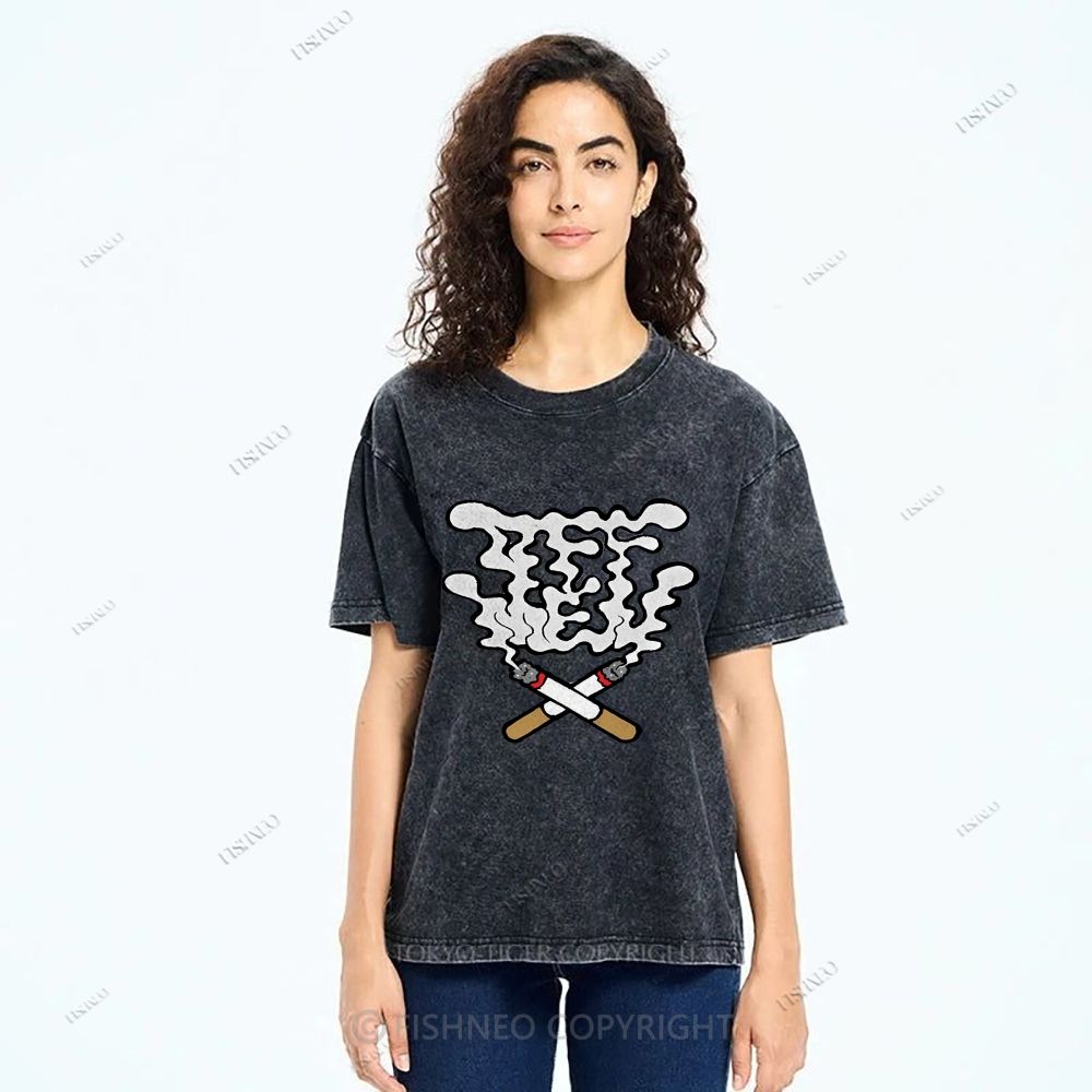Unisex Cigarette Printed Washed Tee