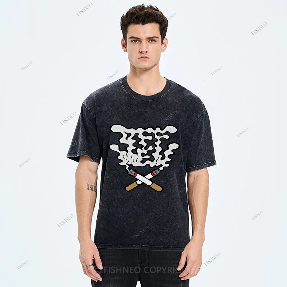 Unisex Cigarette Printed Washed Tee