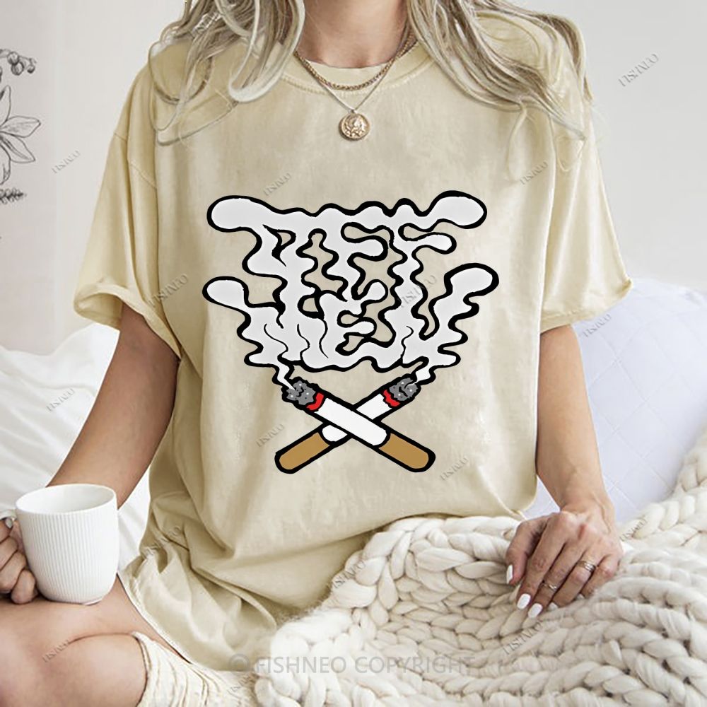 Unisex Cigarette Printed Washed Tee