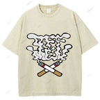Unisex Cigarette Printed Washed Tee