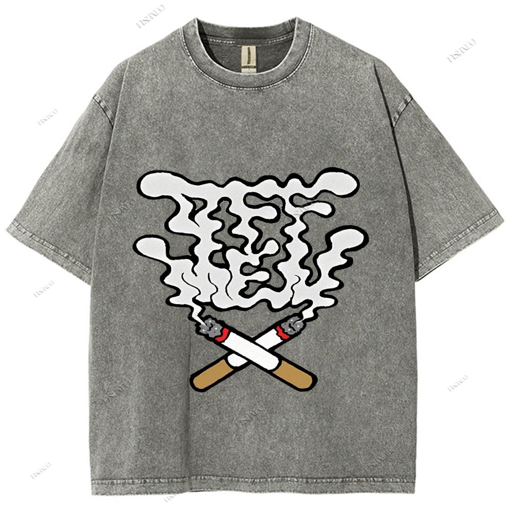 Unisex Cigarette Printed Washed Tee