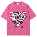 Unisex Cigarette Printed Washed Tee