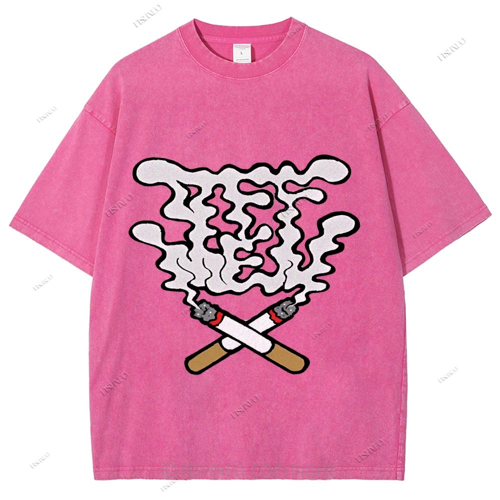 Unisex Cigarette Printed Washed Tee
