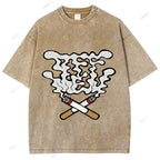 Unisex Cigarette Printed Washed Tee