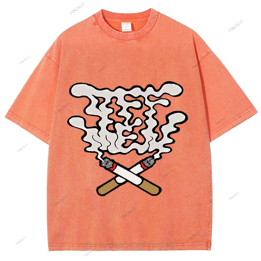 Unisex Cigarette Printed Washed Tee