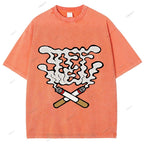Unisex Cigarette Printed Washed Tee