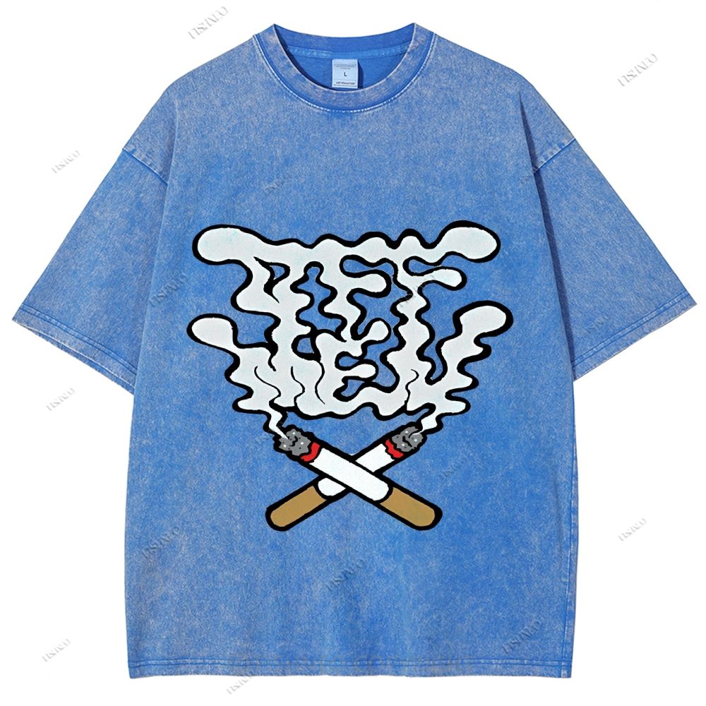 Unisex Cigarette Printed Washed Tee