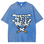 Unisex Cigarette Printed Washed Tee