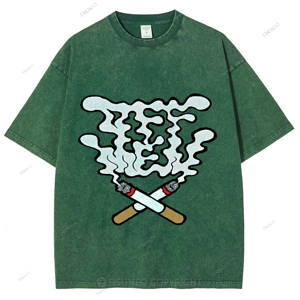 Unisex Cigarette Printed Washed Tee