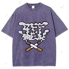 Unisex Cigarette Printed Washed Tee