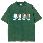 Unisex Cartoon Sushi Printed Washed Tee