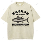 Unisex Tsukiji Market Printed Washed Tee