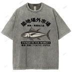 Unisex Tsukiji Market Printed Washed Tee