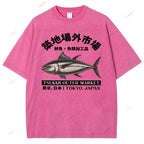Unisex Tsukiji Market Printed Washed Tee