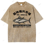 Unisex Tsukiji Market Printed Washed Tee