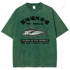 Unisex Tsukiji Market Printed Washed Tee