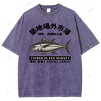 Unisex Tsukiji Market Printed Washed Tee