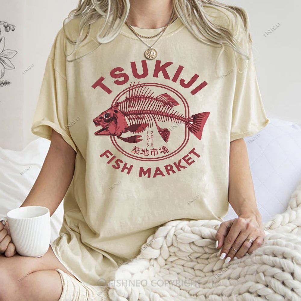 Unisex Tsukiji Market Printed Washed Tee