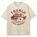 Unisex Tsukiji Market Printed Washed Tee