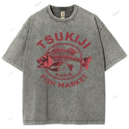 Unisex Tsukiji Market Printed Washed Tee