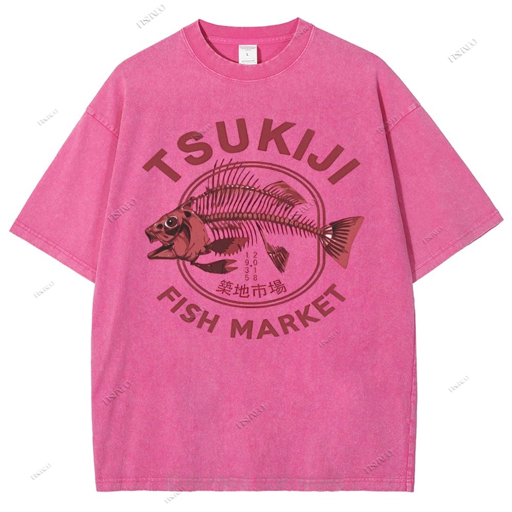 Unisex Tsukiji Market Printed Washed Tee