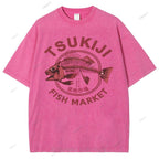 Unisex Tsukiji Market Printed Washed Tee