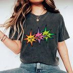 Unisex Star Printed Washed Tee