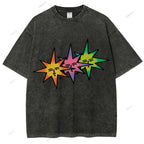 Unisex Star Printed Washed Tee