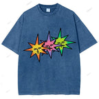 Unisex Star Printed Washed Tee