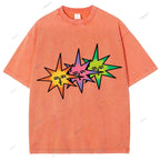 Unisex Star Printed Washed Tee