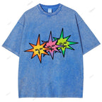 Unisex Star Printed Washed Tee