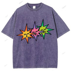Unisex Star Printed Washed Tee