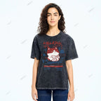 Unisex Cartoon Cat Printed Washed Tee
