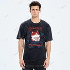 Unisex Cartoon Cat Printed Washed Tee