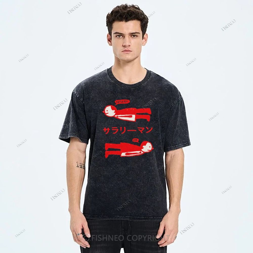 Unisex Artistic Human Body Printed Washed Tee
