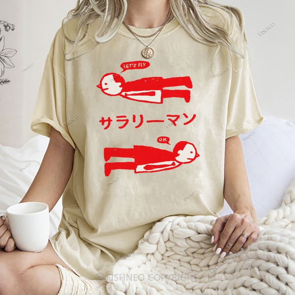 Unisex Artistic Human Body Printed Washed Tee